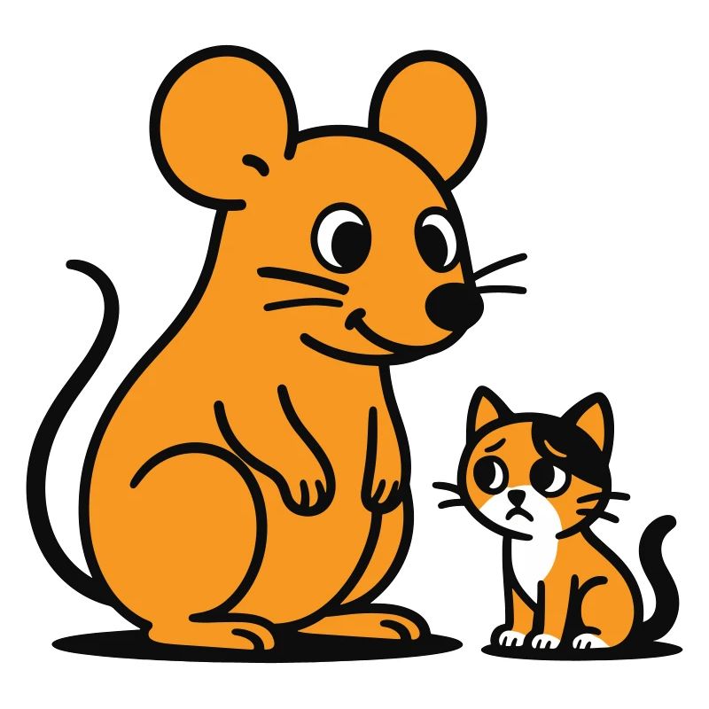 Cuddly Mouse and Kitten Duo