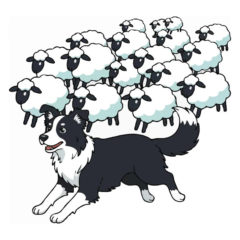 Border Collie und Clouds Sheep