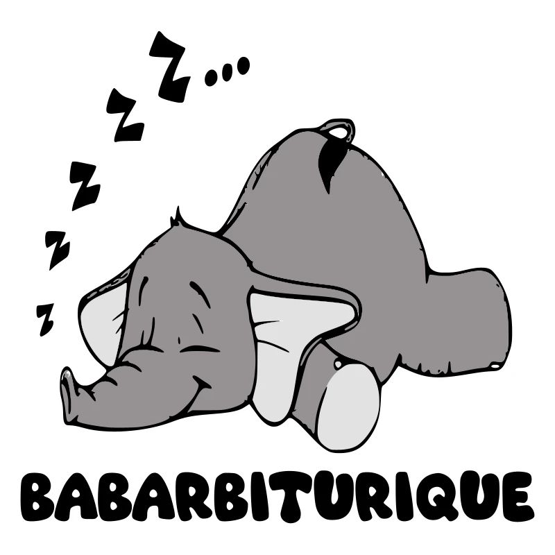 Éléphant Endormi avec le titre babarbiturique