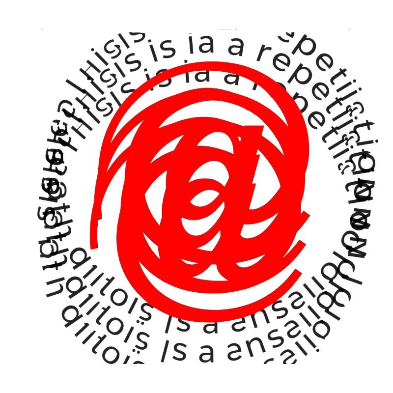 Spirale rouge dans un texte circulaire