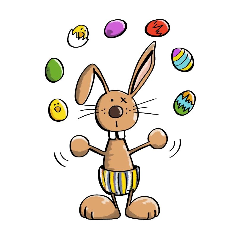 Easter bunny juggles colorful easter eggs - easter