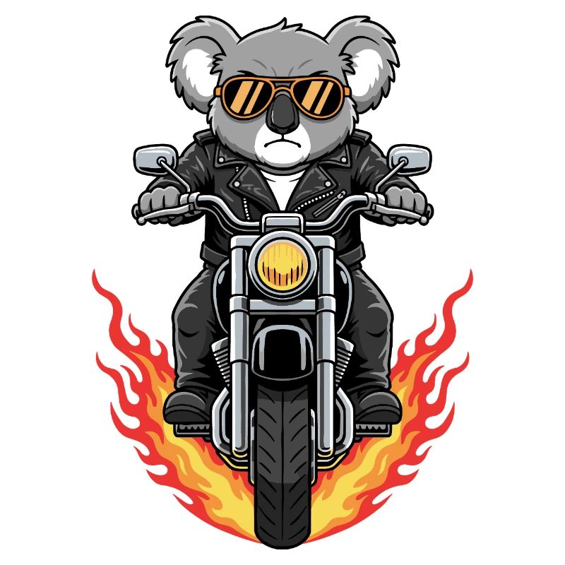 Cool Biker Koala Motorcycle Flames
