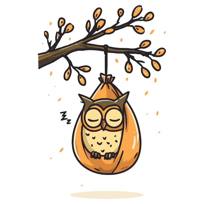 Schlummernde Eule am Herbstast