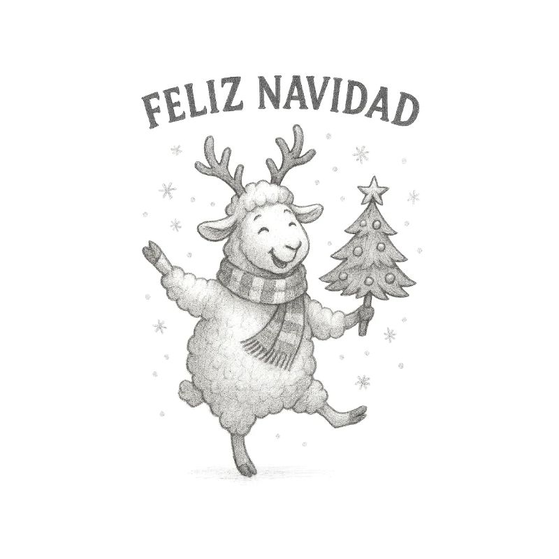 Feliz Navidad Sheep with Christmas Tree