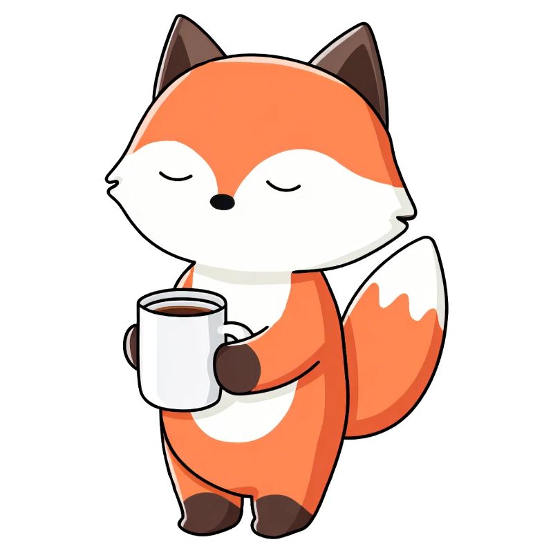 Fox with Coffee Mug Charm