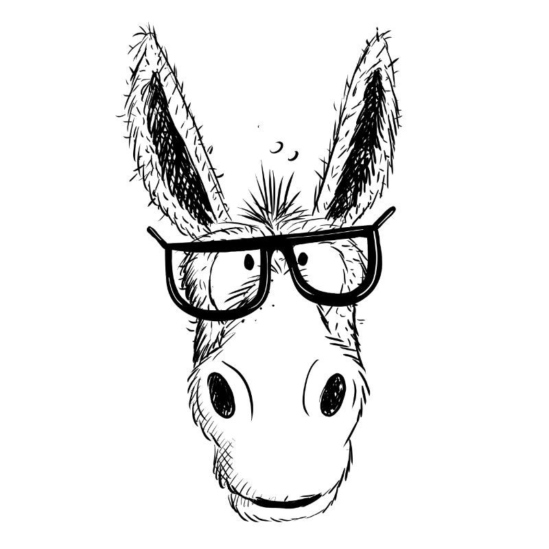 Cool Nerd Donkey With Glasses I Comic Drawing