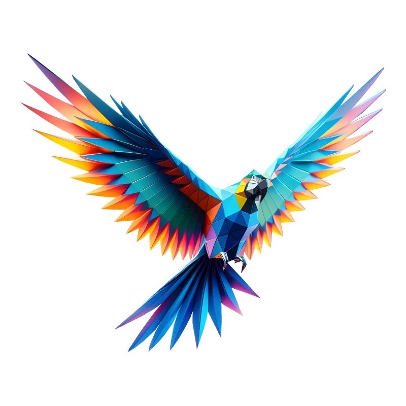 3D geometric multicolor origami parrot