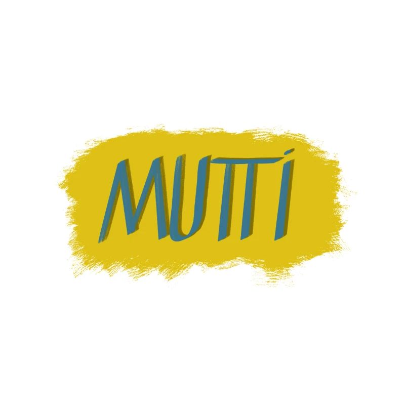 Lettrage Mutti avec explosion de couleurs