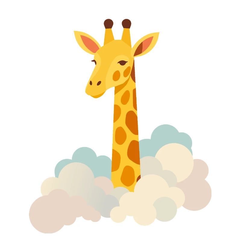 Gentle giraffe above the clouds – Dreamlike motif