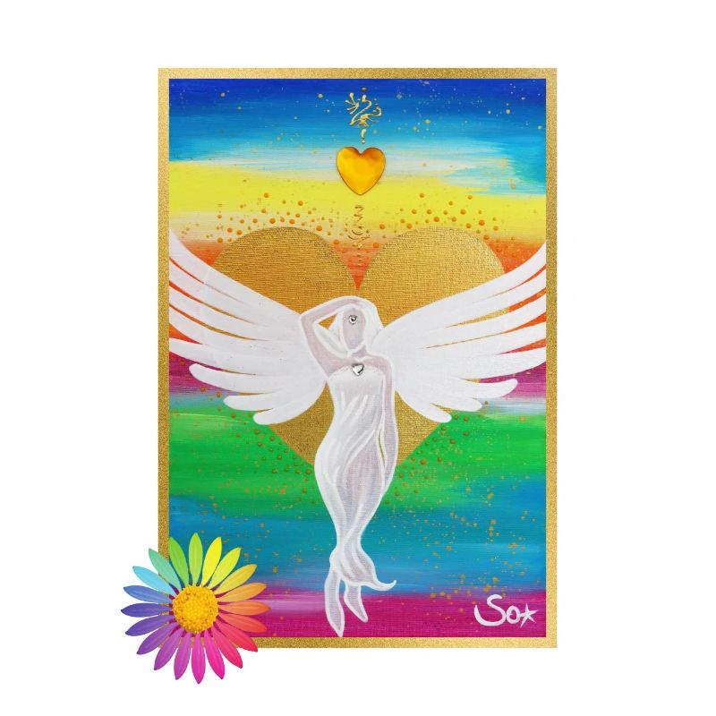 Regenbogen-Engel der Liebe mit Rainbow Blume