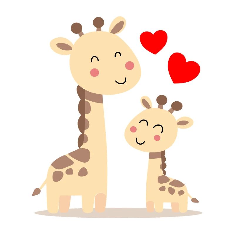 Bébé Girafe avec Maman Girafe