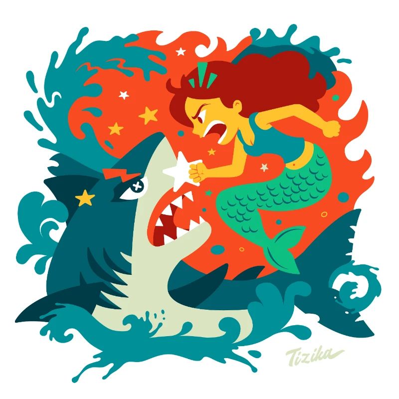 Mermaid versus Shark