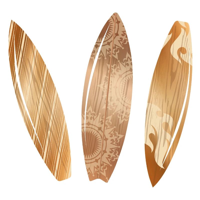 Planches de surf aspect bois dans un style rétro