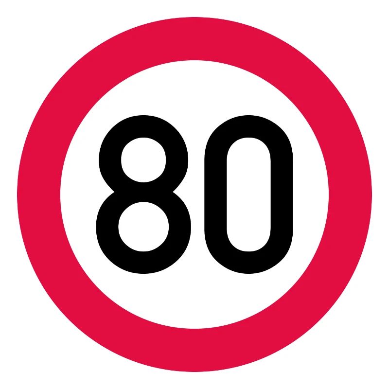 80 ans Attention ! Panneau de signalisation 80 km/h