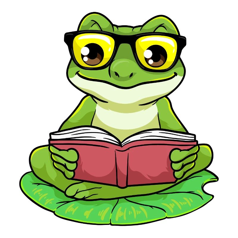 Frosch Nerd Buch Brille