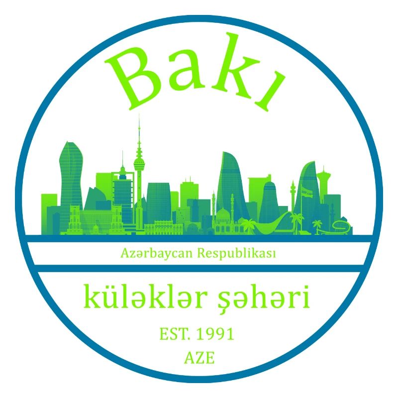 Conception de cercle de la skyline de Bakou avec vert néon