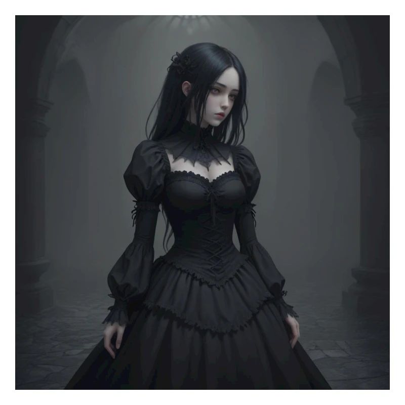 Gothic Viktorianisches Schwarzkleid