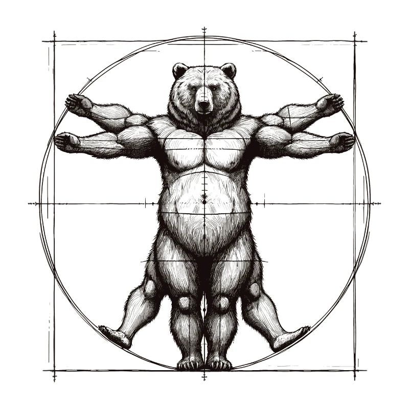 Vitruvian Bear Sketch Drawing Gift