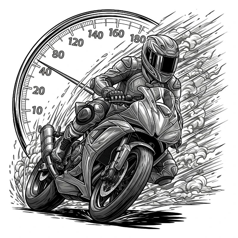 Biker, der von Geschwindigkeit angetrieben wird