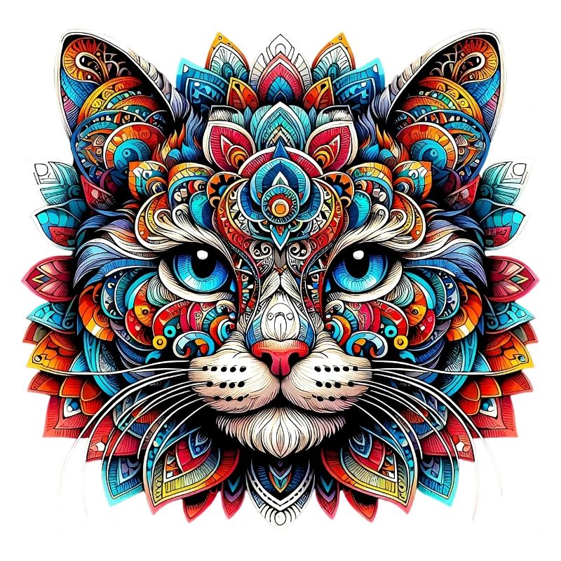 Chat décoré de Mandalas