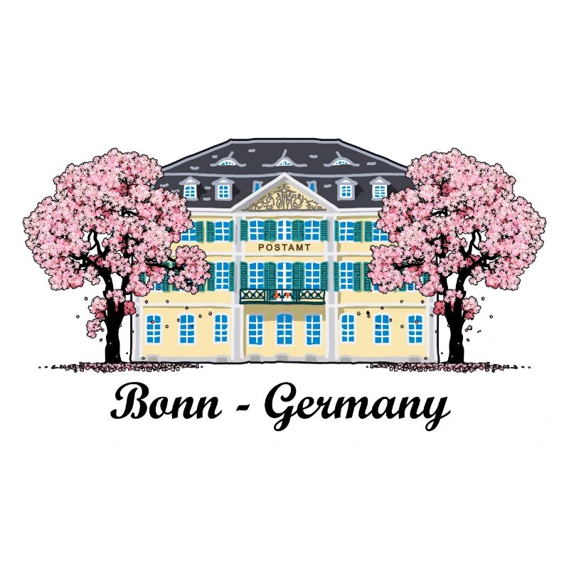 Bonn Old Post Office, Cherry Tree Blossoms, Germany