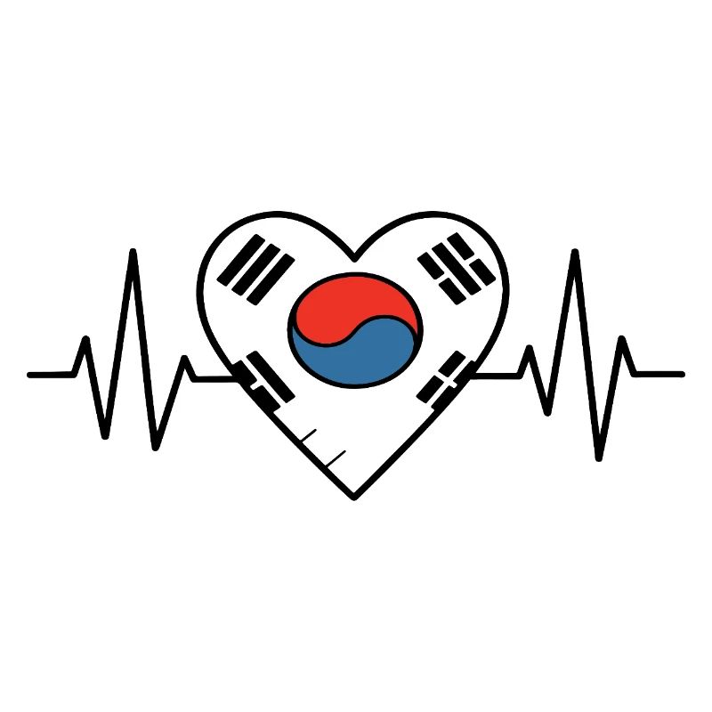 Corée du Sud Drapeau Heartbeat Line Korean Pride
