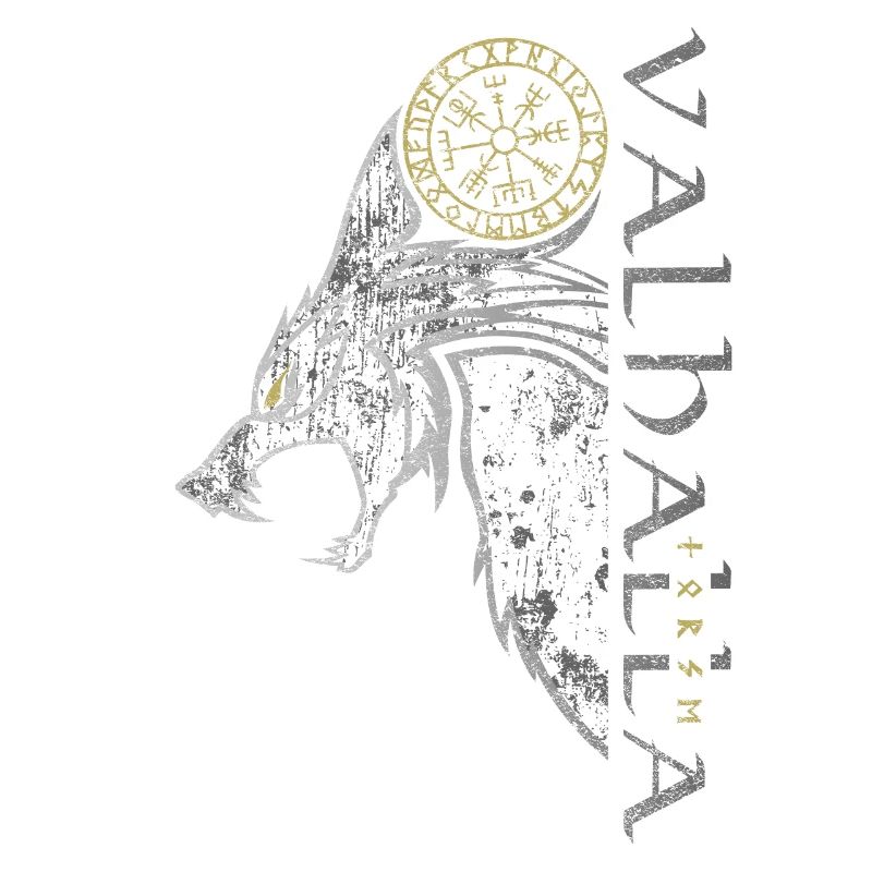 Valhalla Wolf Vegvisir Viking Runic Compass