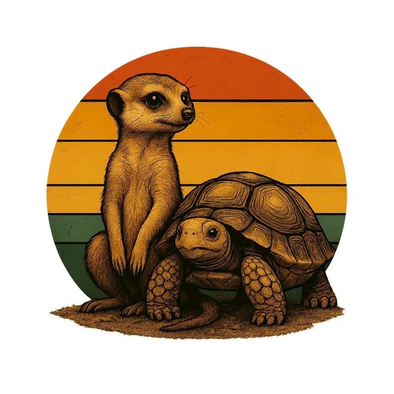 Erdmännchen Schildkröte Retro Tierfreunde