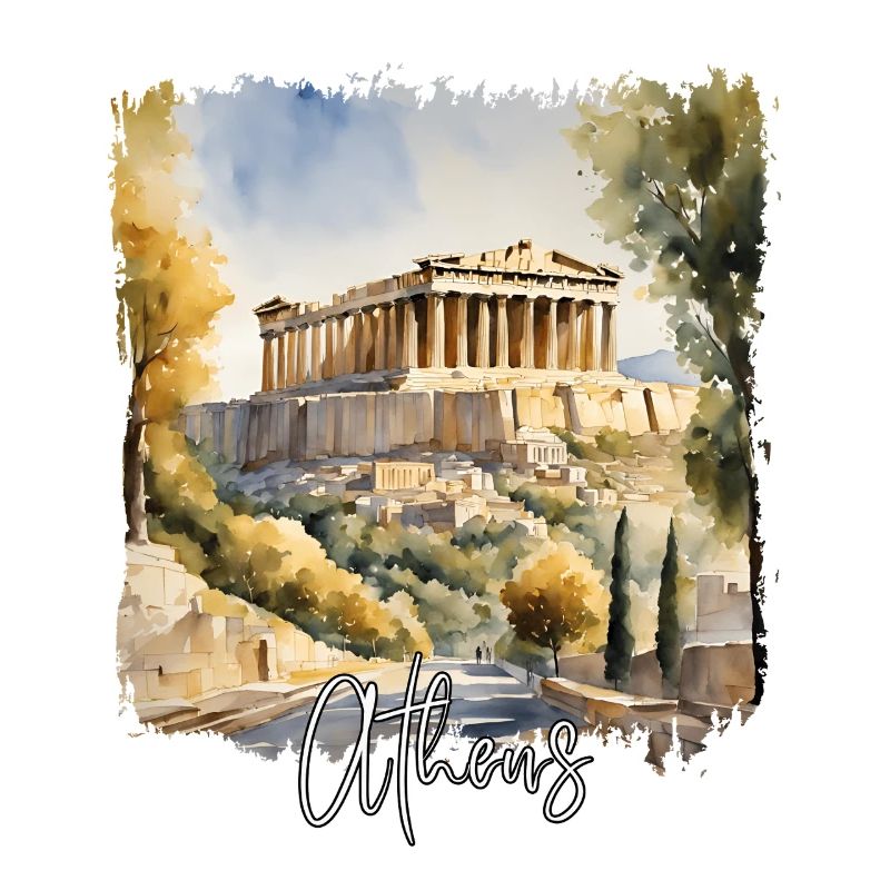 Aquarelle d’Athènes, Athènes Grèce