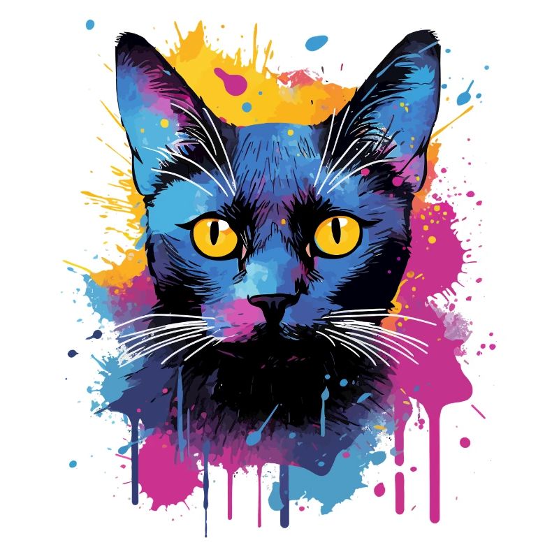 Art éclaboussé Visage de chat de Bombay Coloré
