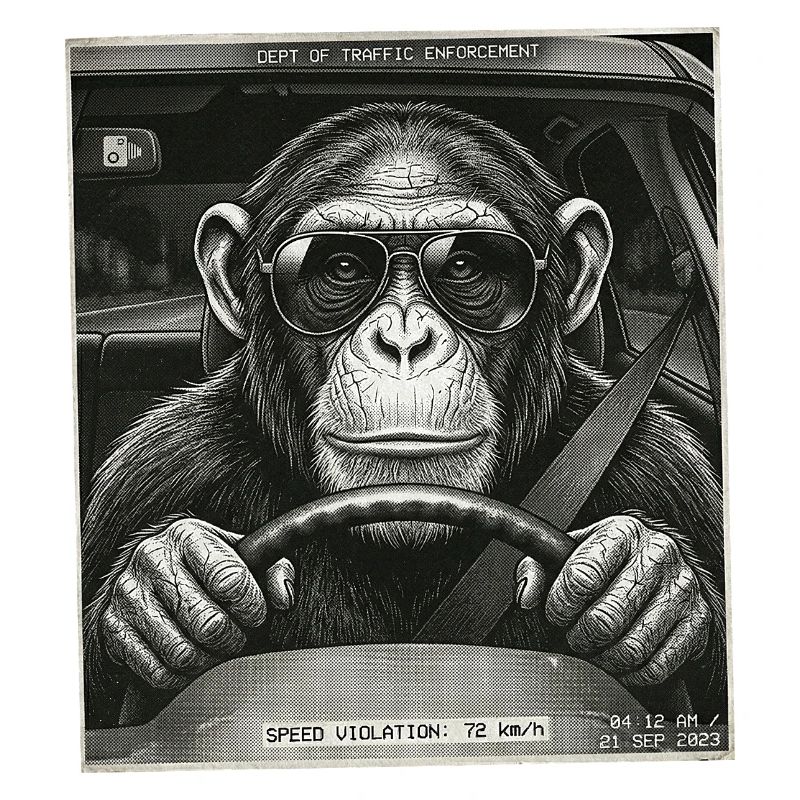Les radars piégeaient le chauffeur de voiture singe