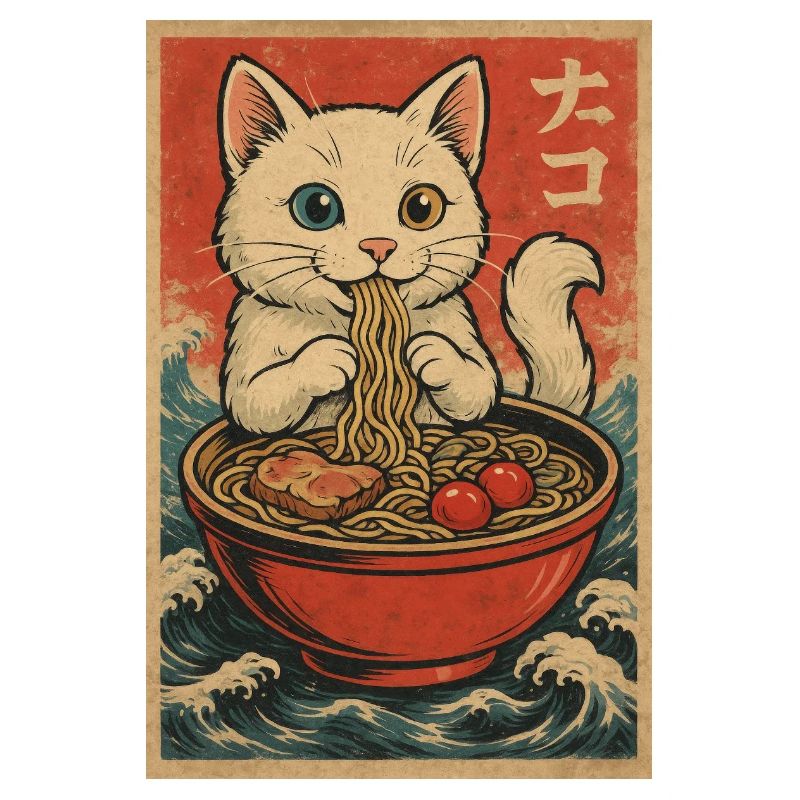 Cat Frames Ukiyo-E Retro
