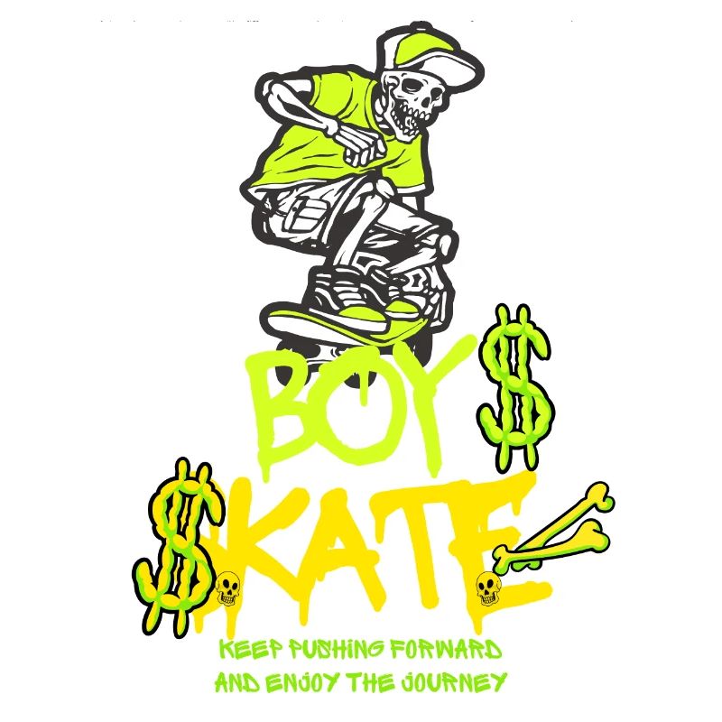 garçon planche à roulettes crâne conception graphique