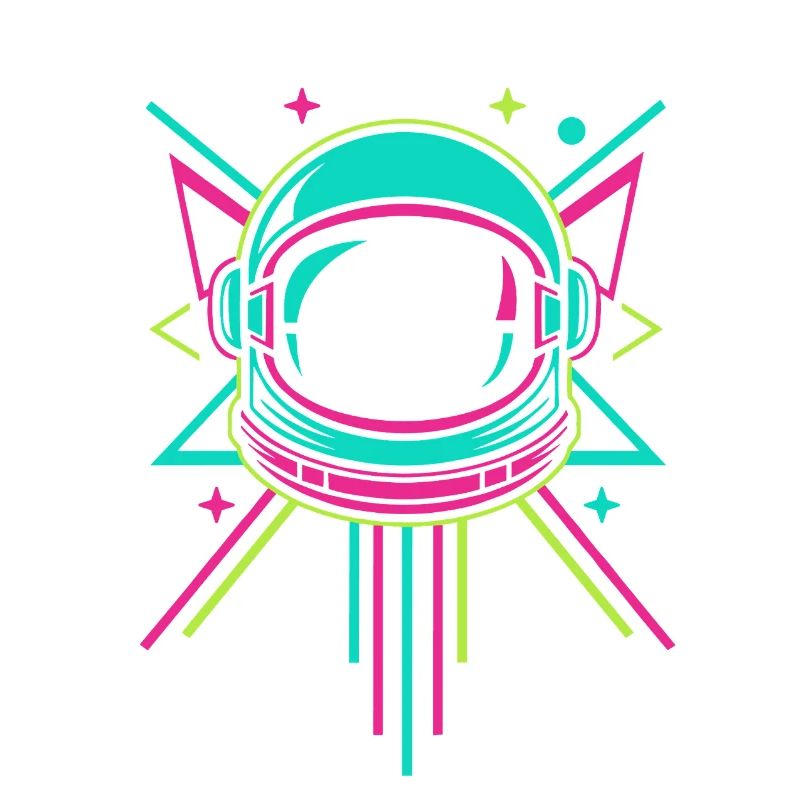 Neon Astronaut Helmet Retro Space