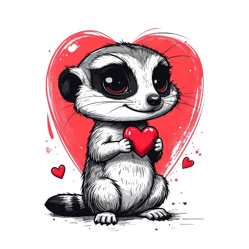 Erdmännchen mit Herz am Valentinstag