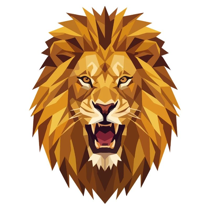 Geometric Roaring Lion Head Low Poly Art