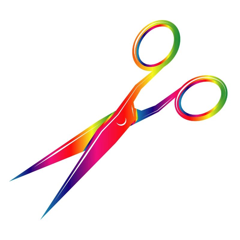bunte Schere in Regenbogen Farben