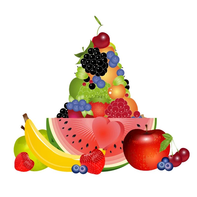 pyramide de fruits colorée avec pastèque