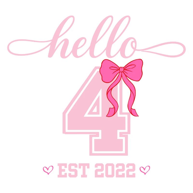 Hello 4 Est 2022 Mädchen Geburtstag Design