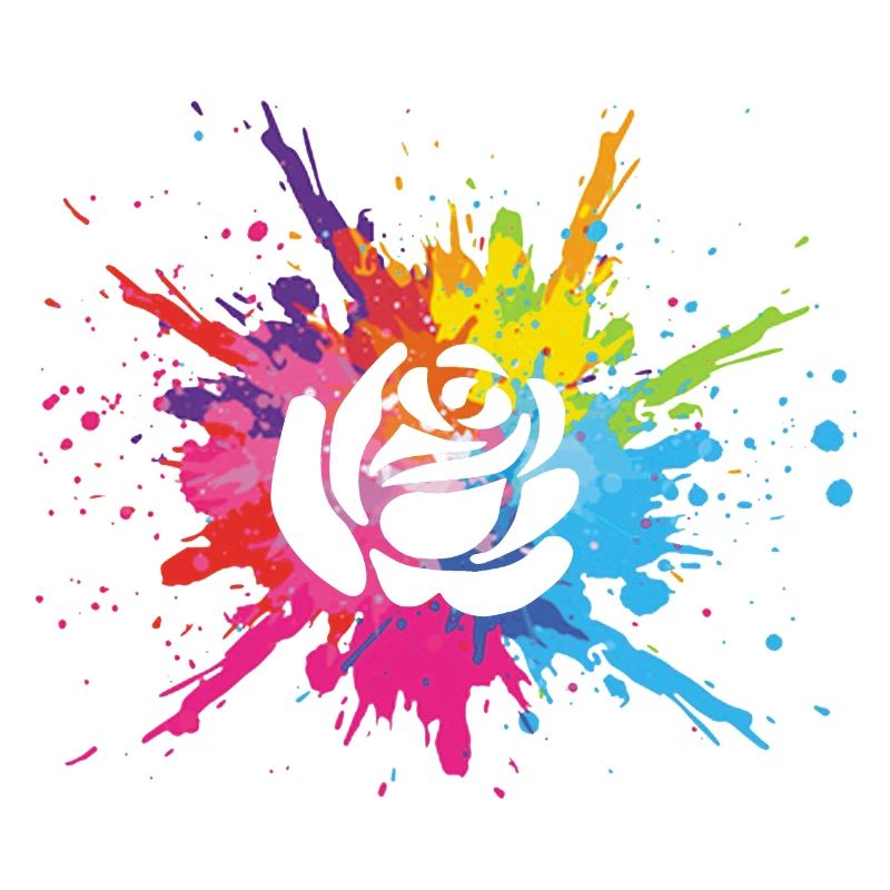 White flower and multicolored explosion