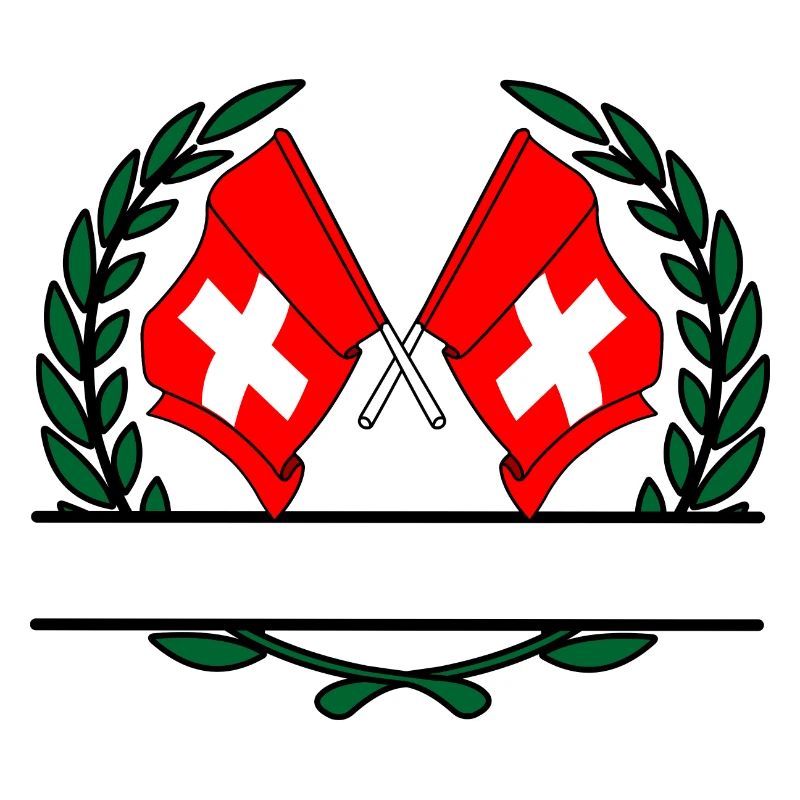 Drapeaux Suisse couronne de laurier bannière