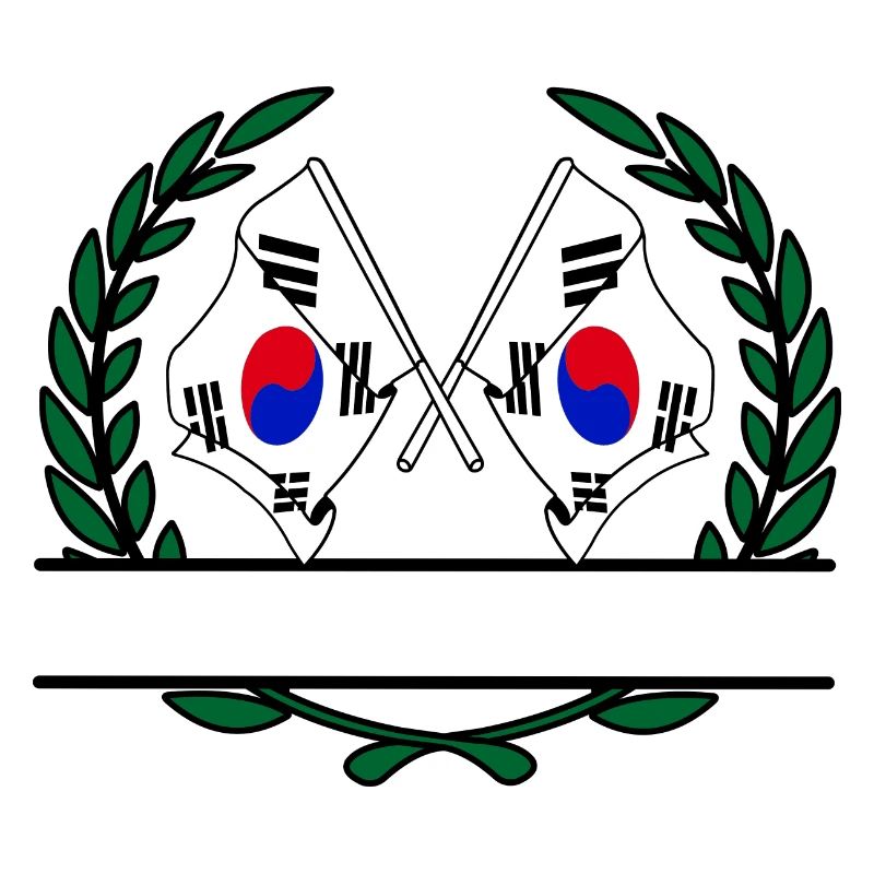 Drapeaux Corée du Sud, bannière couronne de laurier
