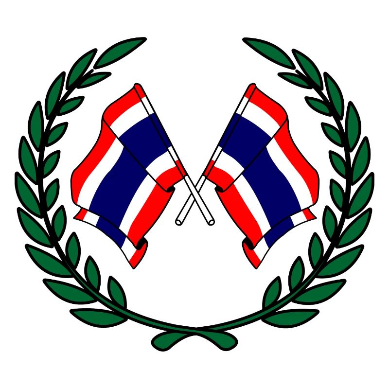 Drapeaux de la Thaïlande en couronne de laurier