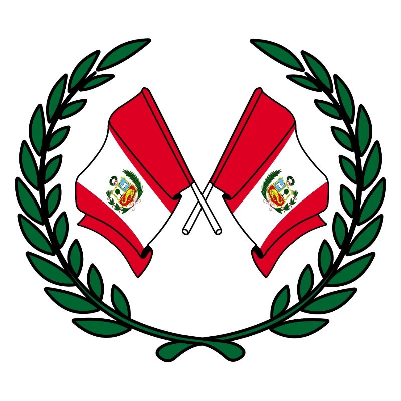 Flags Peru in laurel wreath