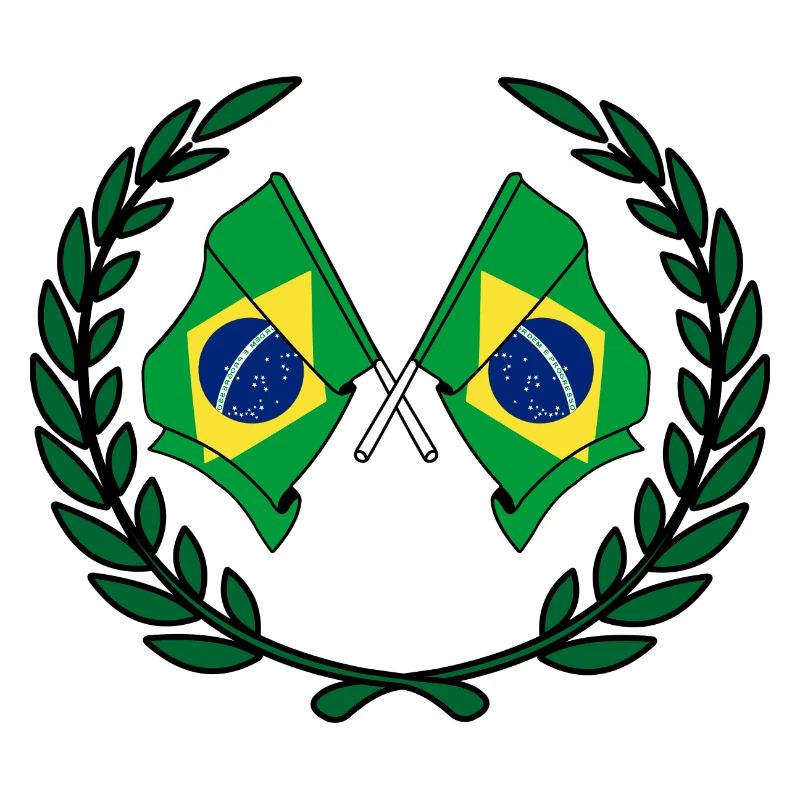 Drapeaux du Brésil en couronne de laurier