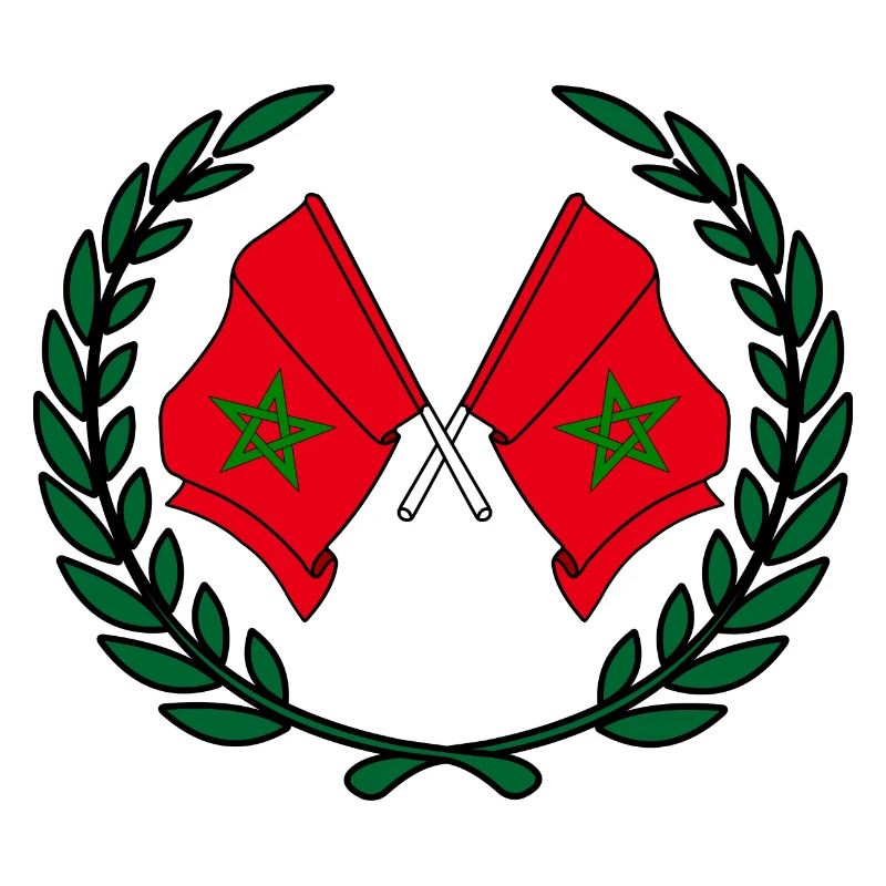 Flags Morocco in laurel wreath
