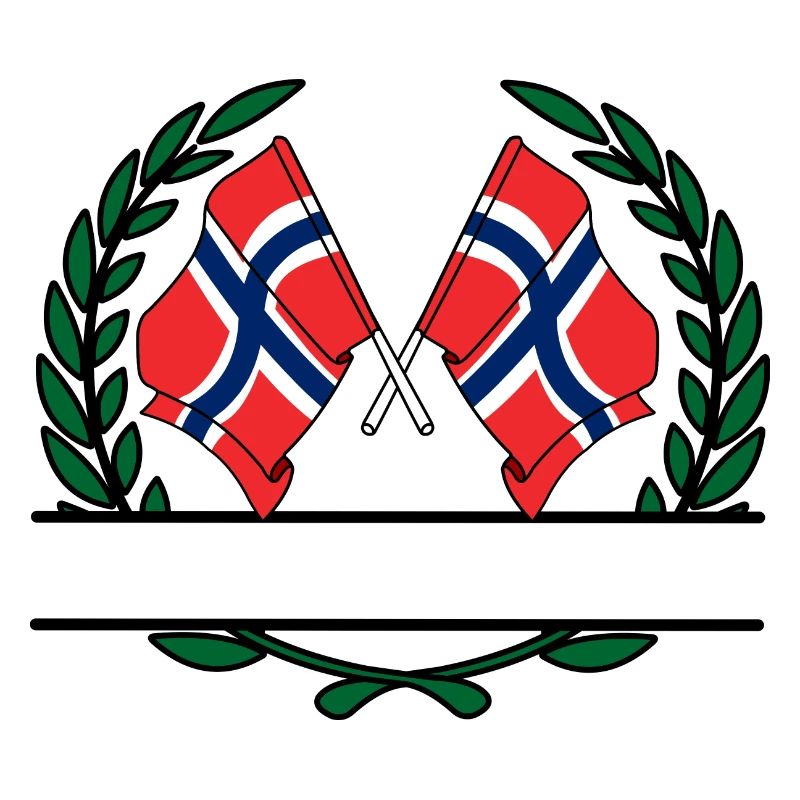 Flags Norway laurel wreath banner
