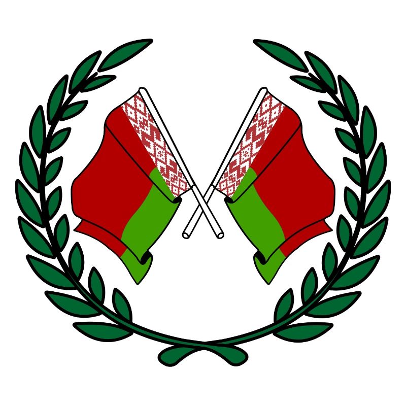 Flags Belarus in laurel wreath