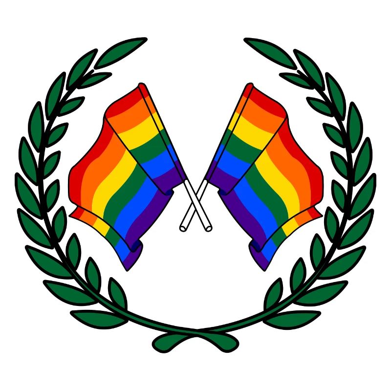 Flags Rainbow in laurel wreath