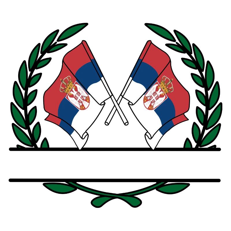 Drapeaux Serbie couronne de laurier bannière